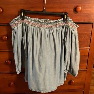 Off the Shoulder Chambray blouse